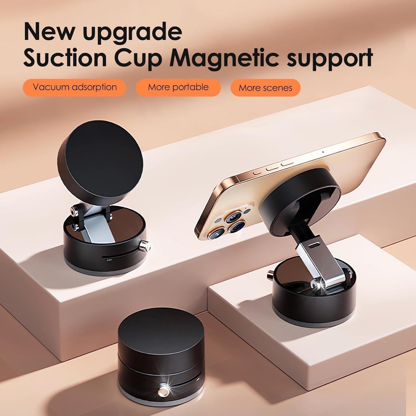 Vacuum Magnetic Phone Holder Stand – Universal Suction Mount Mobile Stand for Car, Desk, or Kitchen – Strong Grip Magnetic Mobile Holder