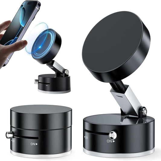 Vacuum Magnetic Phone Holder Stand – Universal Suction Mount Mobile Stand for Car, Desk, or Kitchen – Strong Grip Magnetic Mobile Holder