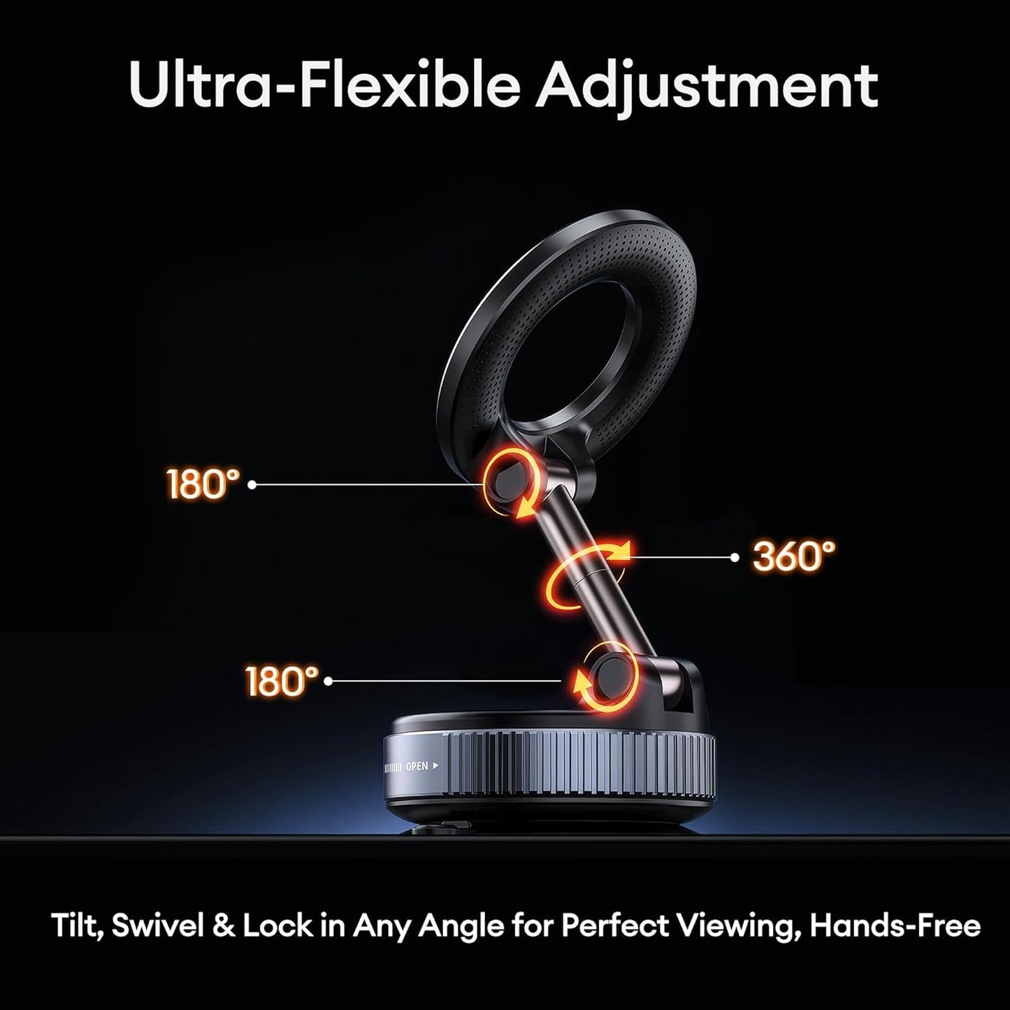 MagStik: Magnetic Vacuum Suction Phone Mount, 360° Rotating Car Phone Holder with Hands-Free Secure Grip for Dashboard, Windshield, Gym & Mirror