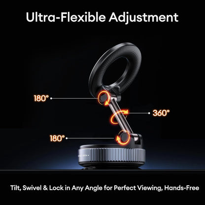 MagStik: Magnetic Vacuum Suction Phone Mount, 360° Rotating Car Phone Holder with Hands-Free Secure Grip for Dashboard, Windshield, Gym & Mirror