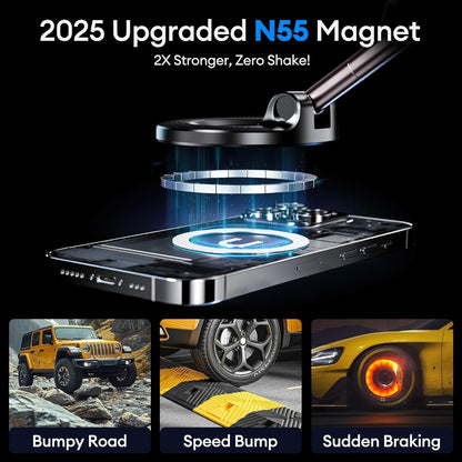 MagStik: Magnetic Vacuum Suction Phone Mount, 360° Rotating Car Phone Holder with Hands-Free Secure Grip for Dashboard, Windshield, Gym & Mirror