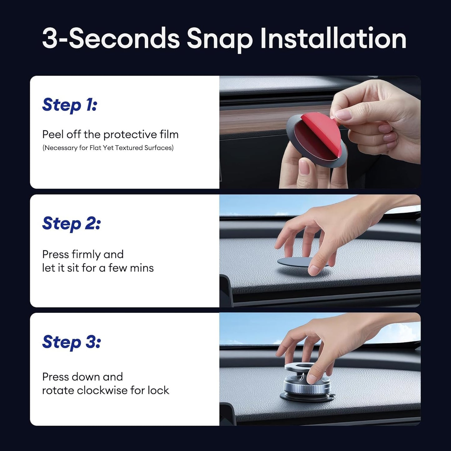MagStik: Magnetic Vacuum Suction Phone Mount, 360° Rotating Car Phone Holder with Hands-Free Secure Grip for Dashboard, Windshield, Gym & Mirror