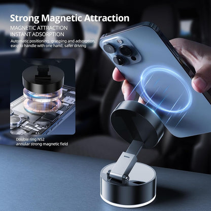 Vacuum Magnetic Phone Holder Stand – Universal Suction Mount Mobile Stand for Car, Desk, or Kitchen – Strong Grip Magnetic Mobile Holder