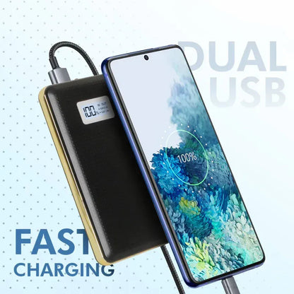 PowerGo: 8000mAh Portable Power Bank with 15W Fast Charging, Digital Display & Dual USB Output for Phones, Earbuds & Travel Use