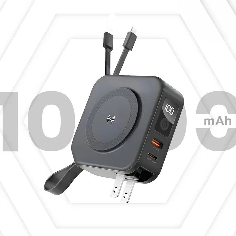Voyager: Premium All-in-One MagSafe LiPo Power Bank with PD, Built-in Cables & Outlet Prongs for Ultimate Charging Convenience