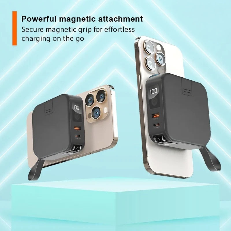 Voyager: Premium All-in-One MagSafe LiPo Power Bank with PD, Built-in Cables & Outlet Prongs for Ultimate Charging Convenience