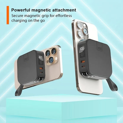 Voyager: Premium All-in-One MagSafe LiPo Power Bank with PD, Built-in Cables & Outlet Prongs for Ultimate Charging Convenience
